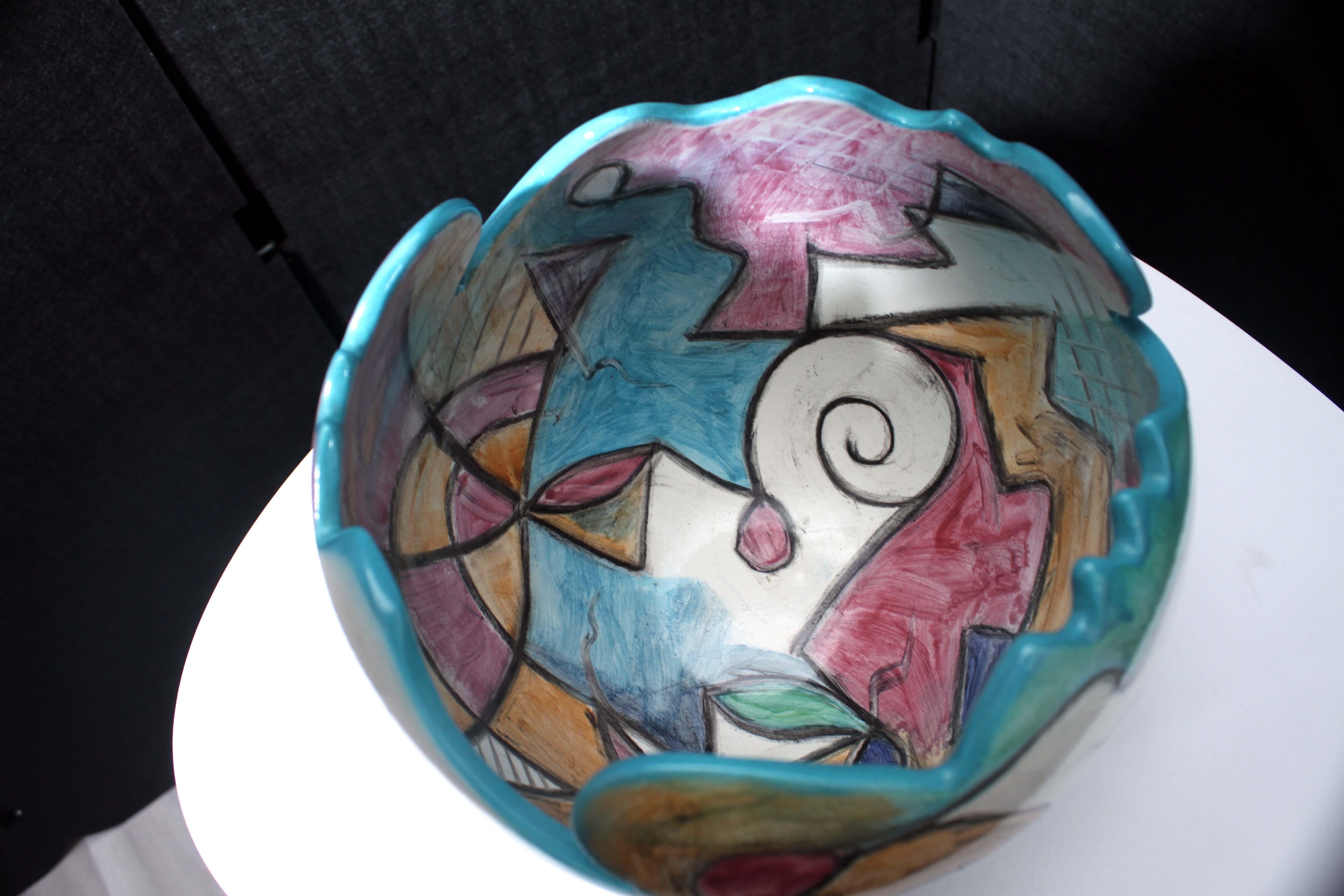 Harris Cies Studio: Terrakotta-Keramik im abstrakten kubistischen Stil, signiert 1996 im Angebot 4