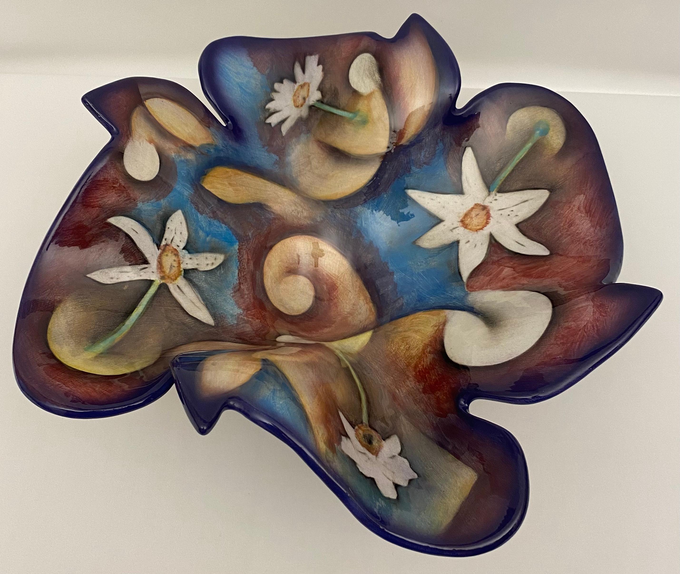 Harris Cles Multi-Colored Hand-Crafted Sculpted Bowl In Good Condition For Sale In Miami, FL