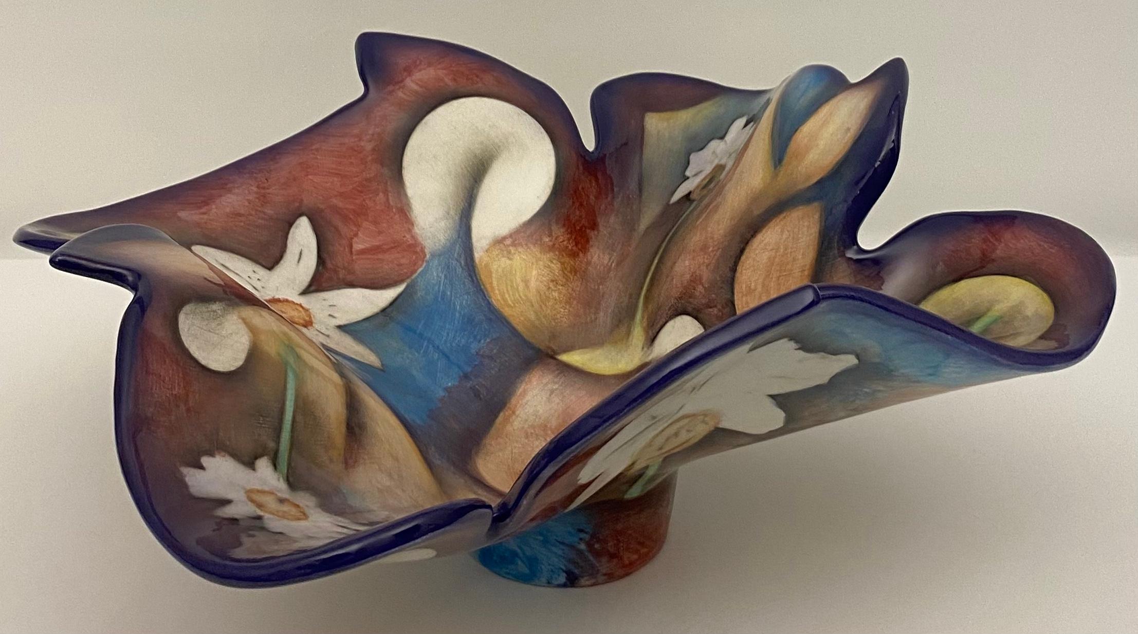 Harris Cles Mehrfarbige handgefertigte, geformte Schale (Keramik) im Angebot