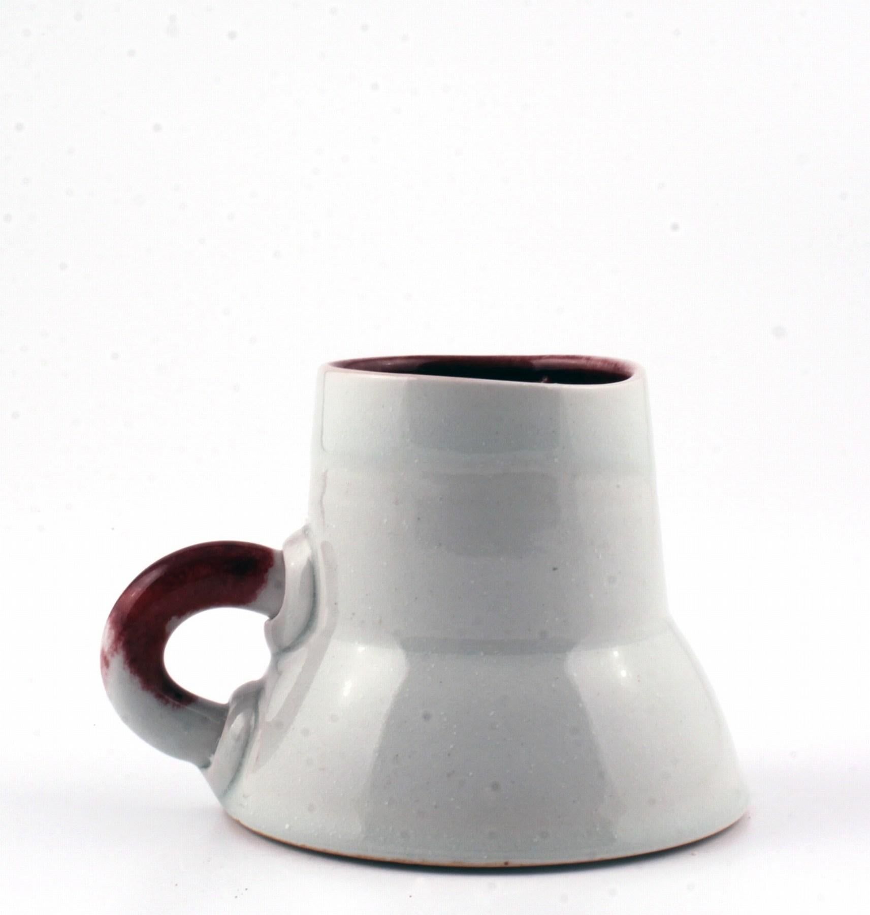 Cup, untitled red and white - Art by Harris Deller