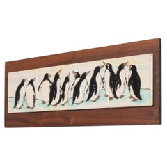 Harris Strong Penguin Tile Wall Art Wood Plaque Midcentury Modern 1960s