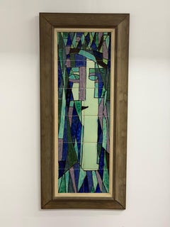 Harris G. Strong Twelve Ceramic Tile Modernist Woman's Portrait