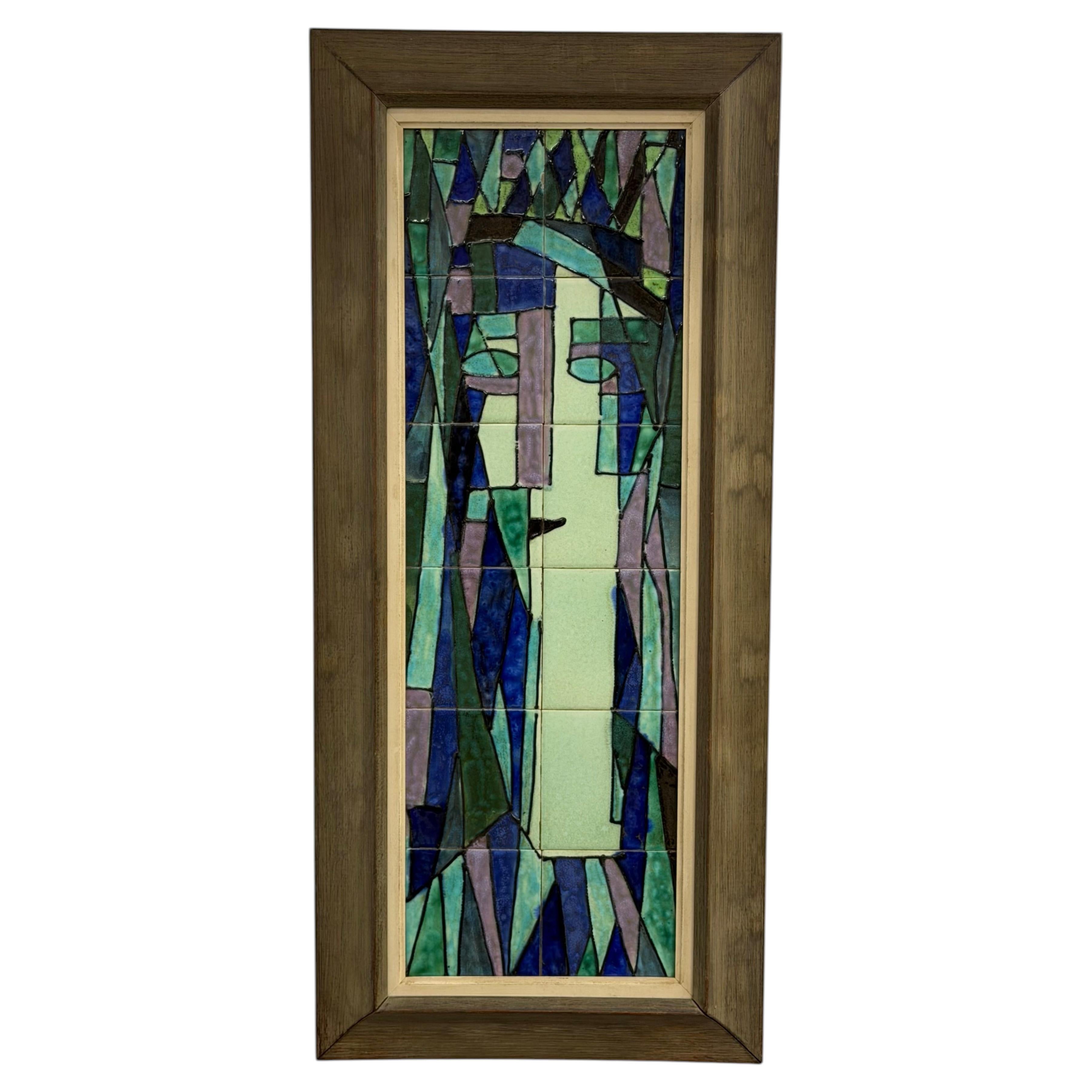 Harris G. Strong Twelve Ceramic Tile Modernist Woman's Portrait For Sale