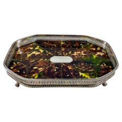 Harris & Land English Silver and Faux Tortoiseshell Inlay Gallery Tray, 1863