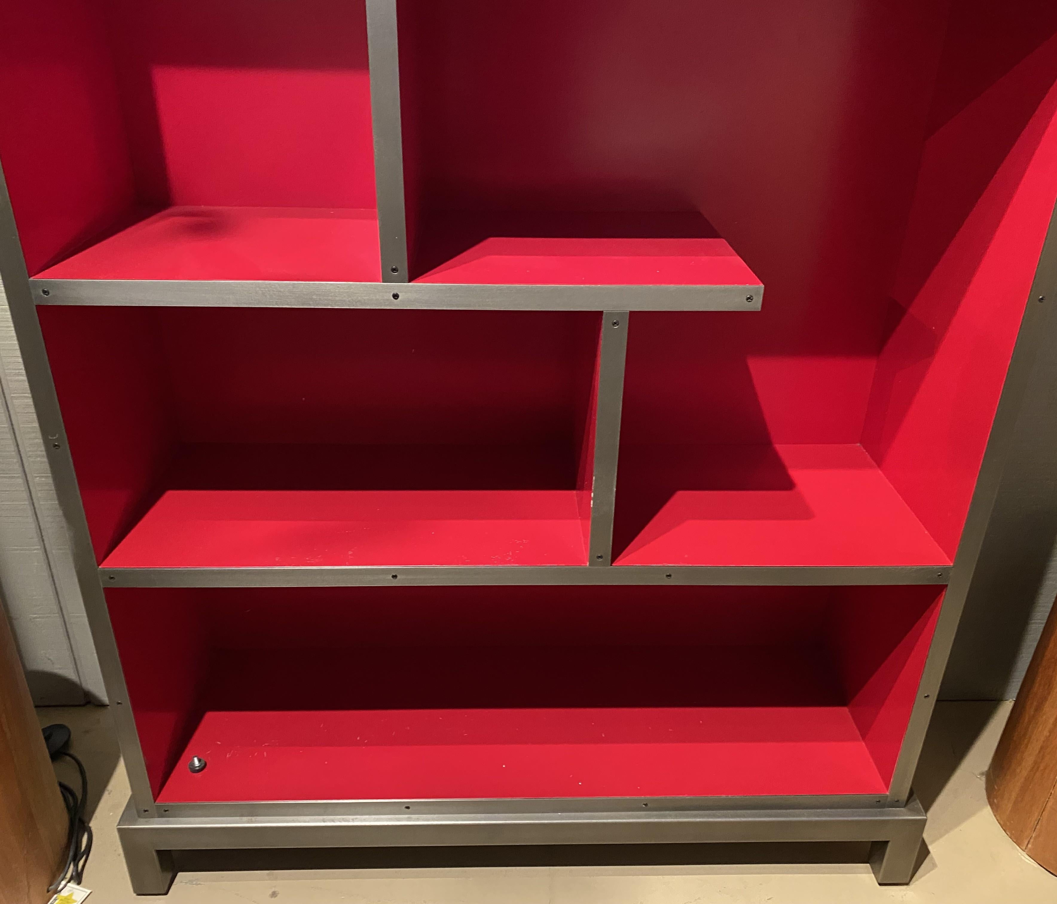 Americano Harris Rubin Libreria moderna geometrica in legno e acciaio De Stijl in vendita