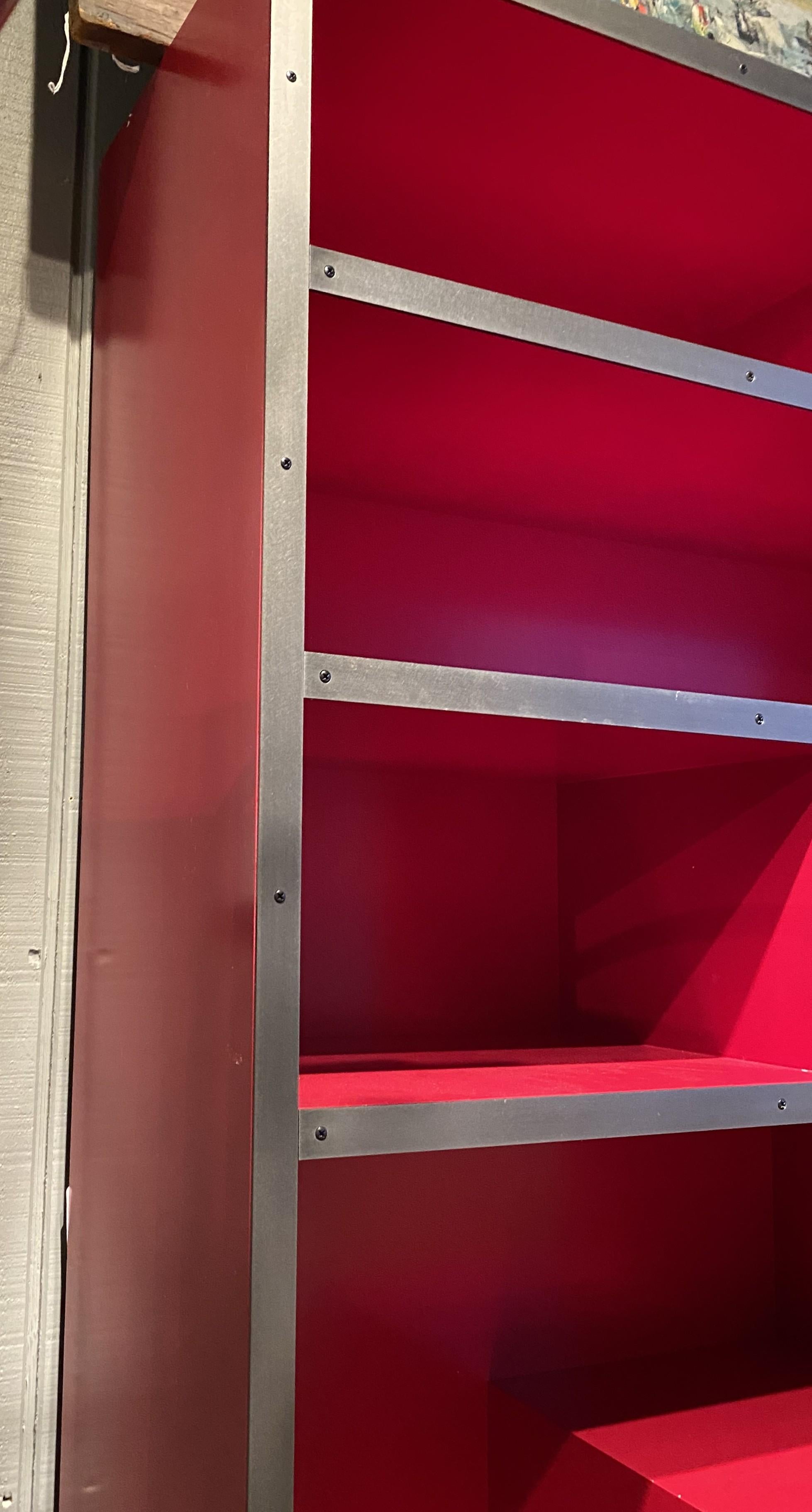 XX secolo Harris Rubin Libreria moderna geometrica in legno e acciaio De Stijl in vendita