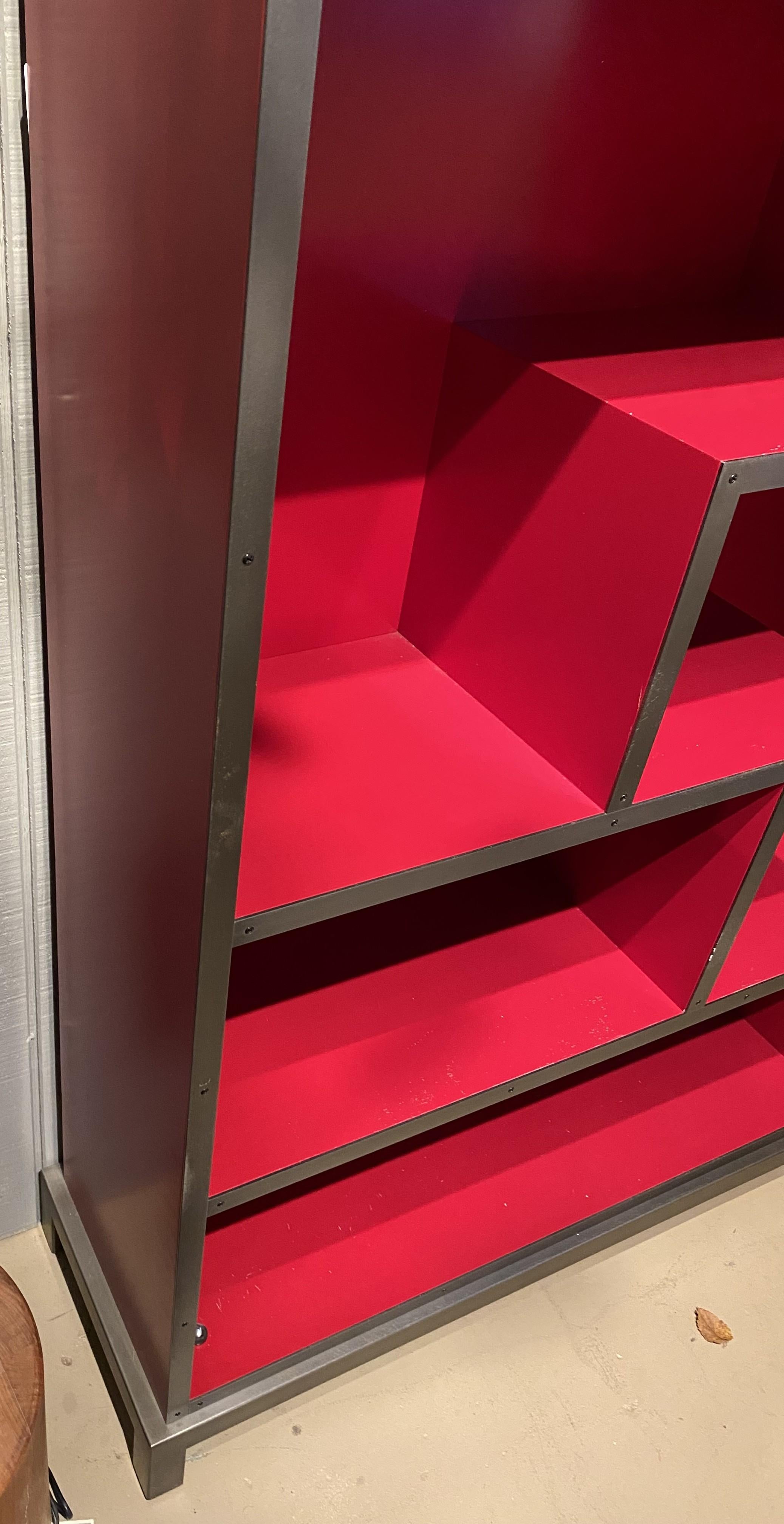 Acciaio Harris Rubin Libreria moderna geometrica in legno e acciaio De Stijl in vendita