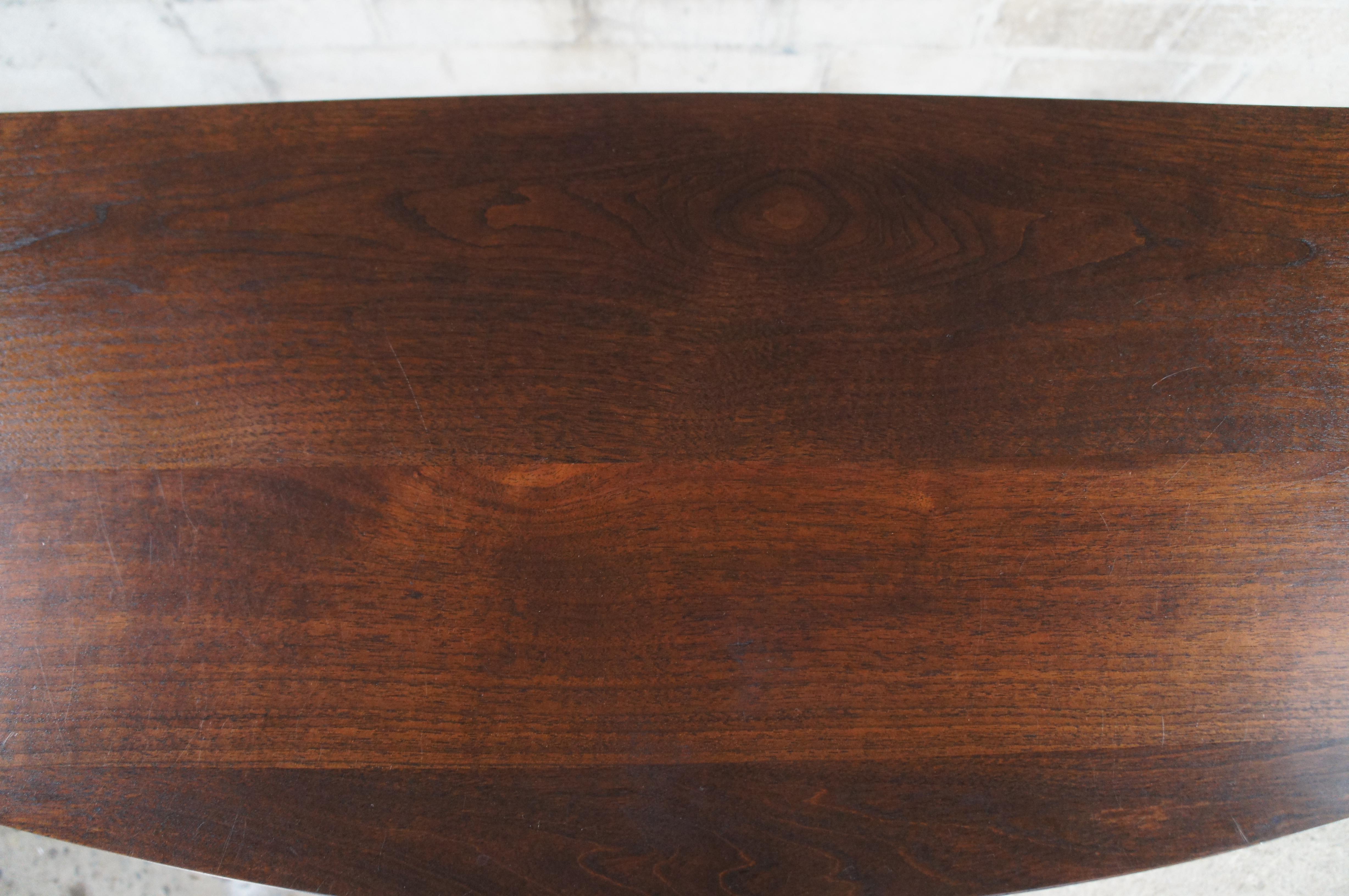 20th Century Harris Rubin McGavin Walnut Steel Tall Demilune Console Sideboard Entry Table For Sale