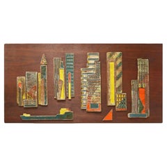 Harris Strong Ceramic Tile Skyline of New York on Walnut 