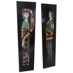 Harris Strong King and Queen Tiles on Black Lacquered Frame