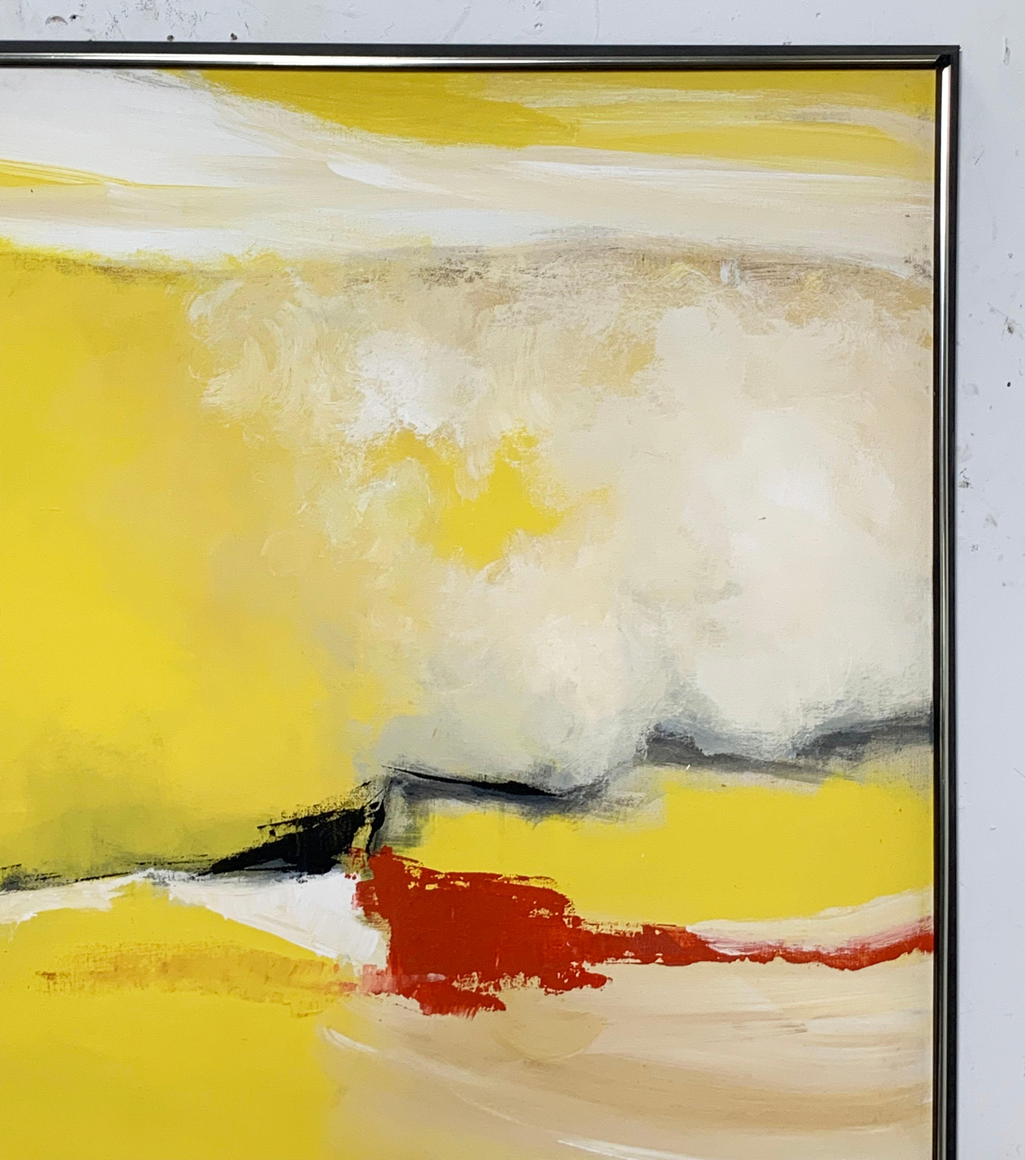 Large scale abstract canvas signed Bachman, originally sold in the 1960s by the Harris Strong Co. of Ellsworth, Maine. 
