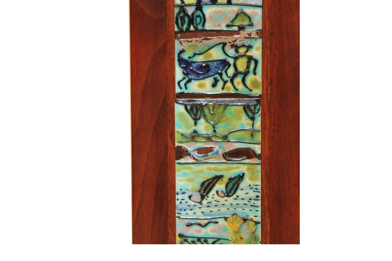 Mid-Century moderno Harris Strong, lampada con piastrelle in legno del secolo scorso in vendita