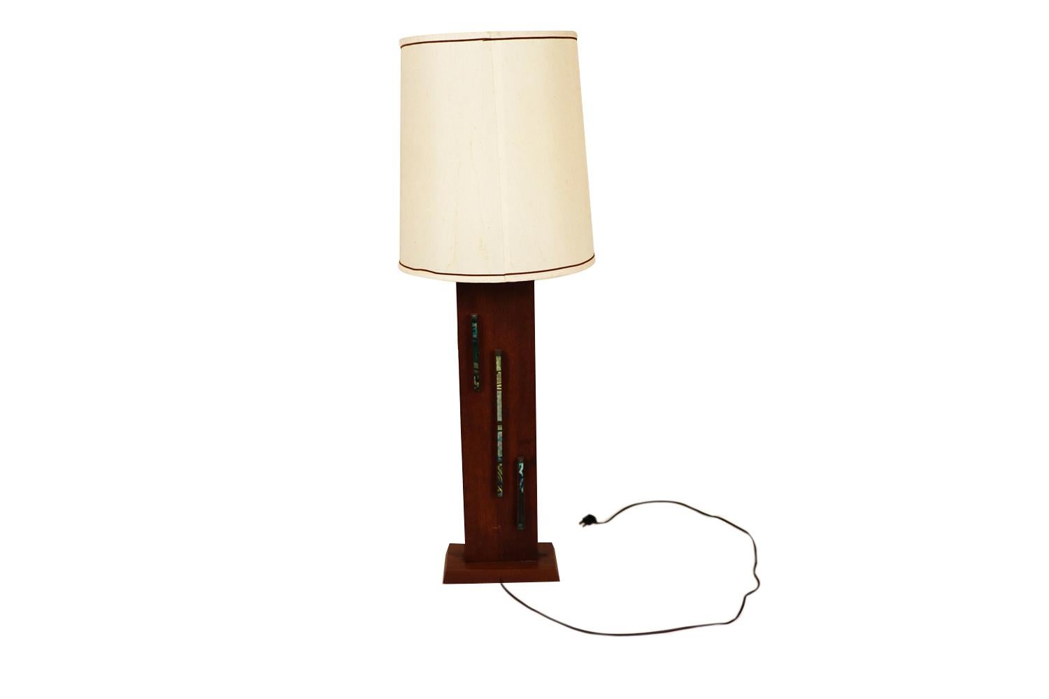 Mid-20th Century Harris Strong Midentury Wood Tile Lamp For Sale