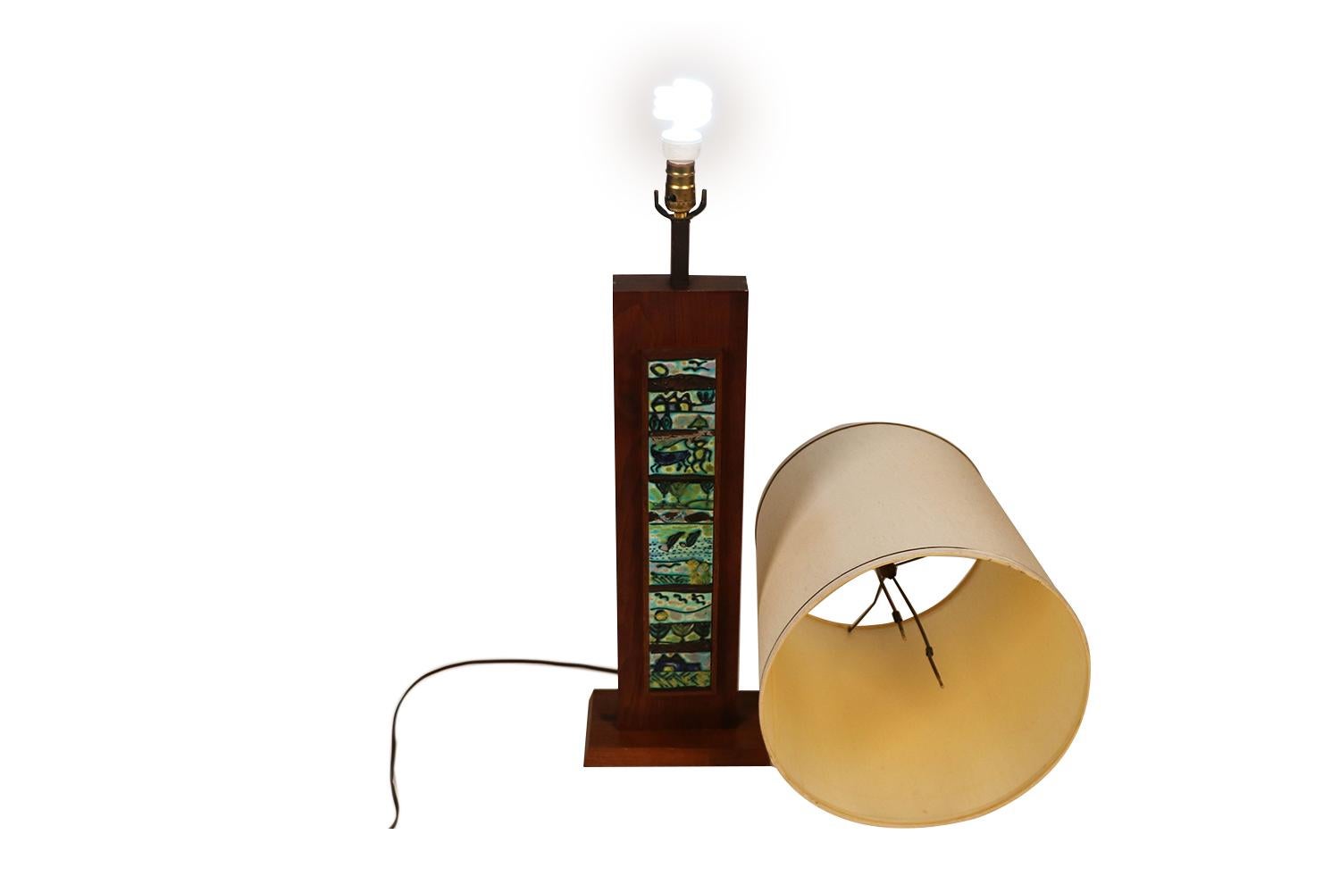 Harris Strong Midentury Wood Tile Lamp For Sale 1
