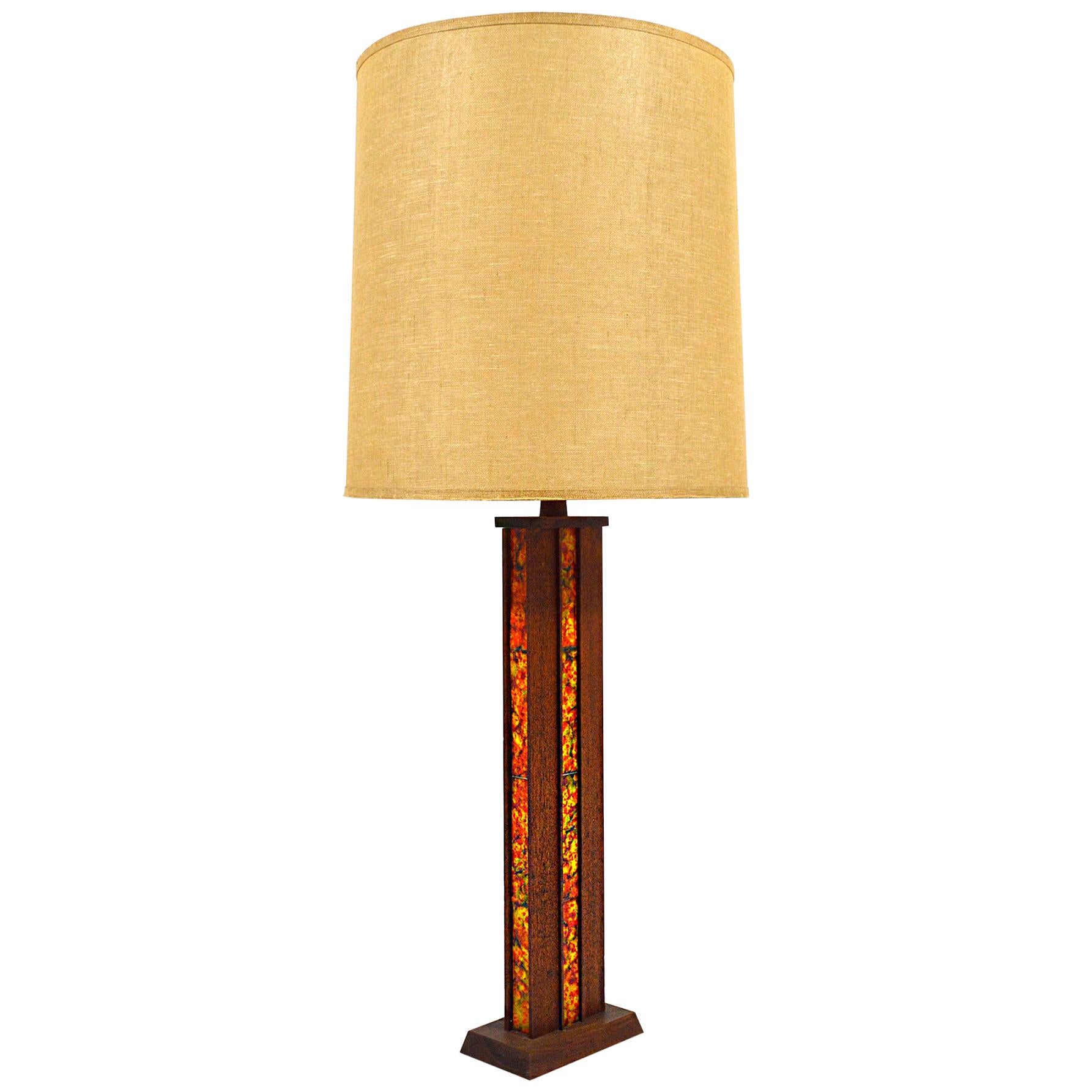 Harris Strong Midentury Wood Tile Lamp For Sale at 1stDibs