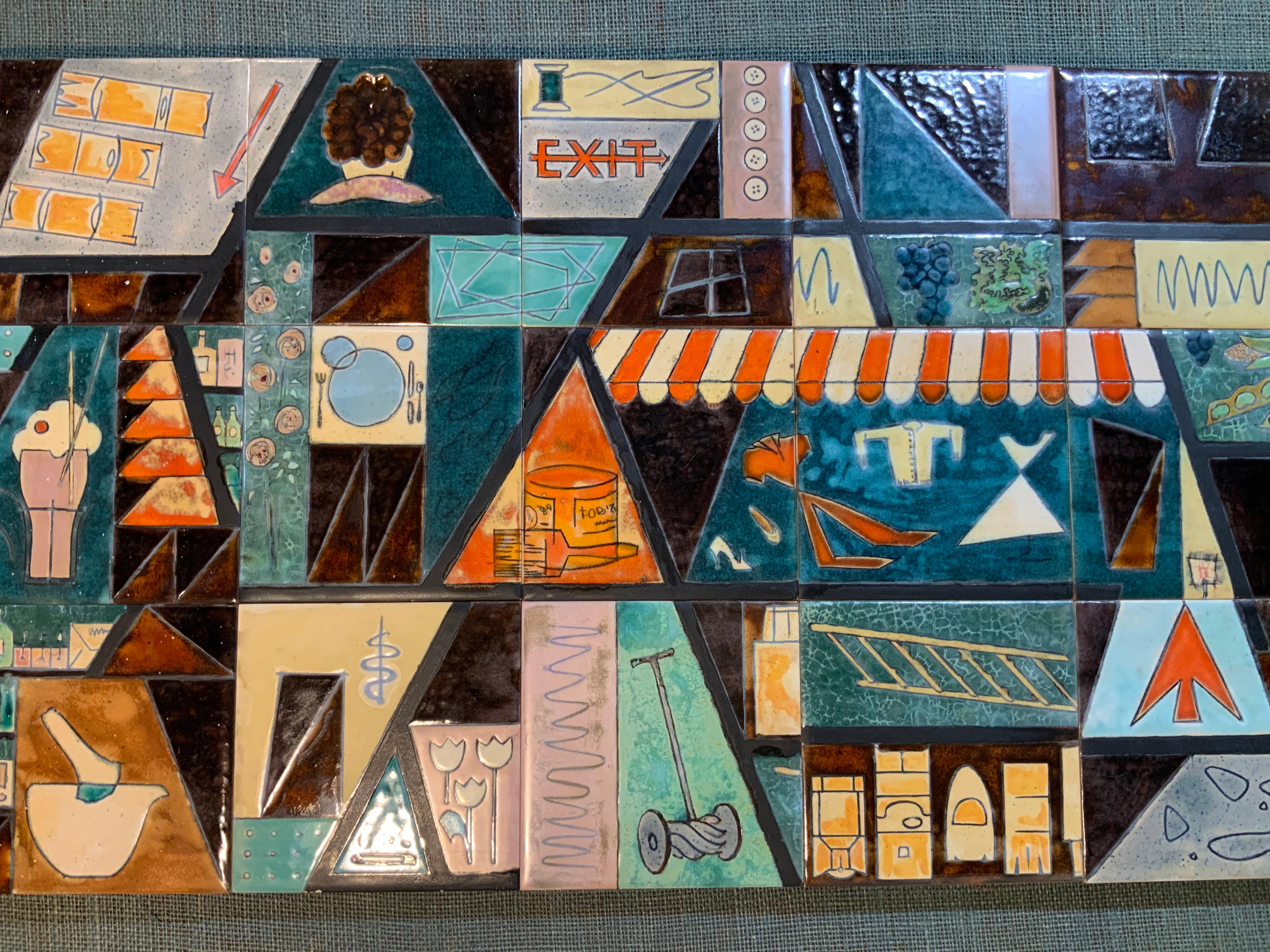 Harris Strong Rare Vintage Midcentury Wall Hanging Tile Set In Good Condition In Delray Beach, FL