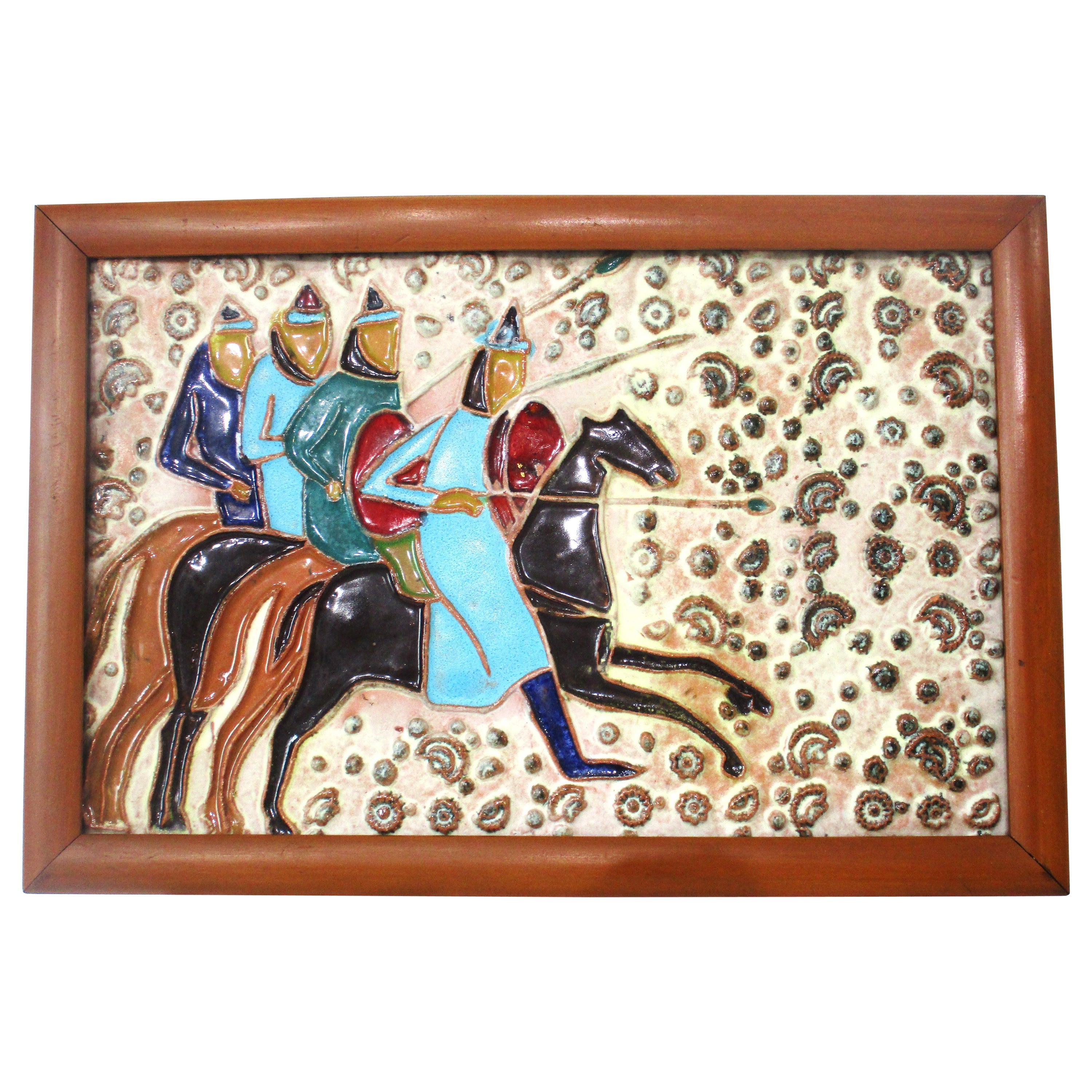 Harris Strong styled Large Pottery Art Tile (Carreau d'art en poterie de grande taille)
