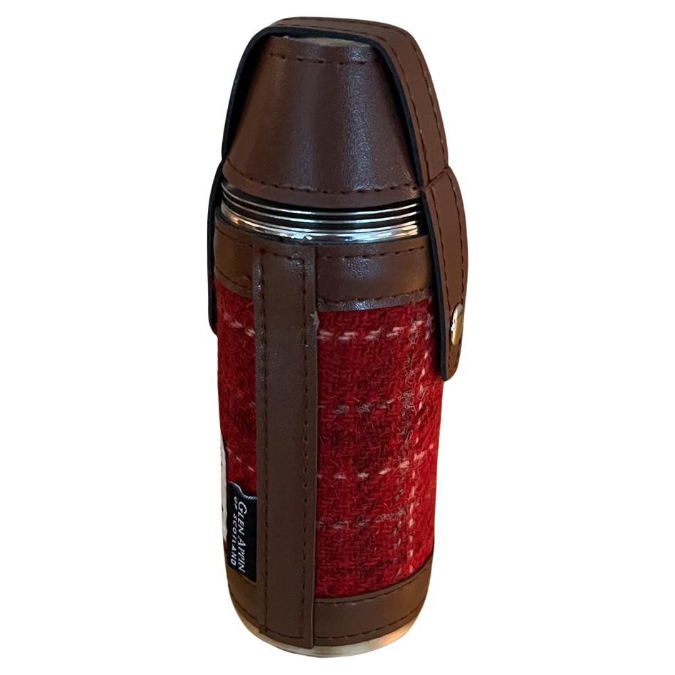 Harris Tweed Hunting Hip Flask + 3 Shot Cups Scotland