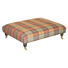 HARRiS TWEED MADE IN ENGLAND EXTRA LARGE OTTOMAN FOOTSTOOL RESTORATION PROJECT