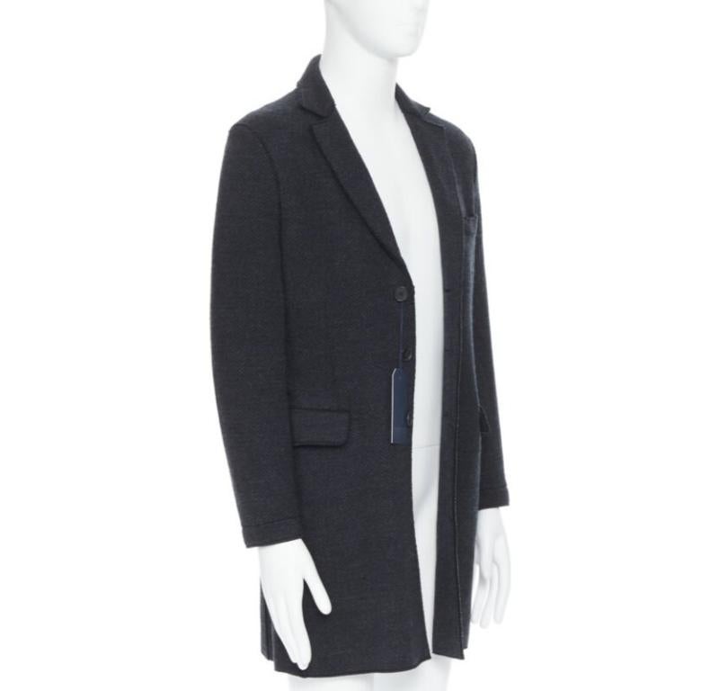 HARRIS WHARF London Anthrazitfarbene Fischgrätenmuster-Kommodenwolle  Mantel EU46 S (Schwarz) im Angebot