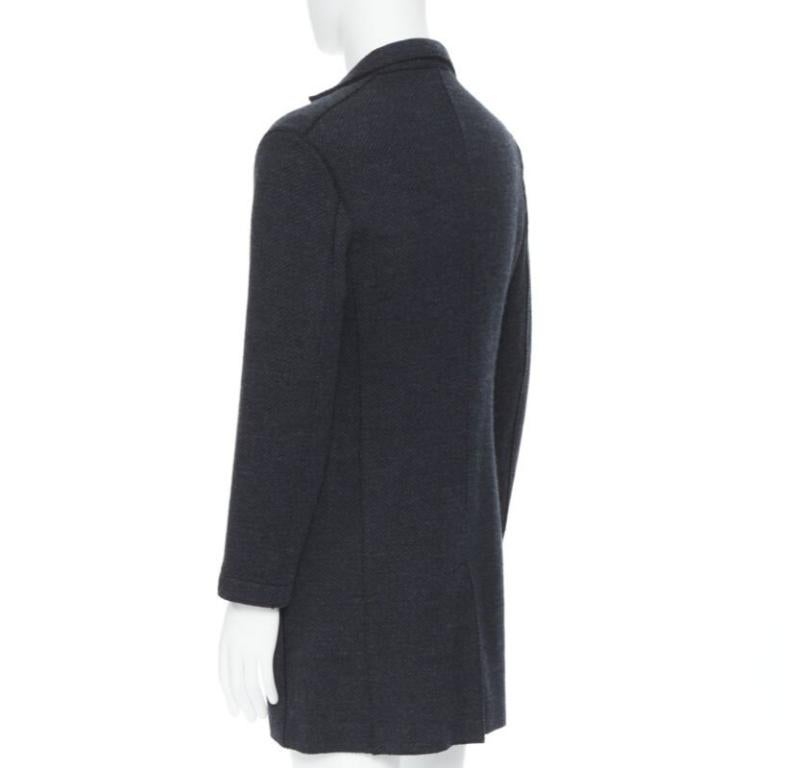 HARRIS WHARF London Anthrazitfarbene Fischgrätenmuster-Kommodenwolle  Mantel EU46 S im Angebot 1