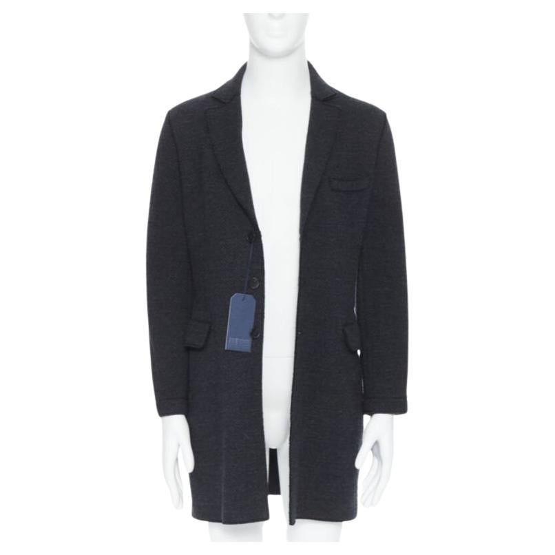 HARRIS WHARF London Lana antracite a spina di pesce Chestercoat  cappotto EU46 S