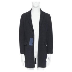 HARRIS WHARF London Antracita Espiga Chestercoat lana  abrigo EU46 S