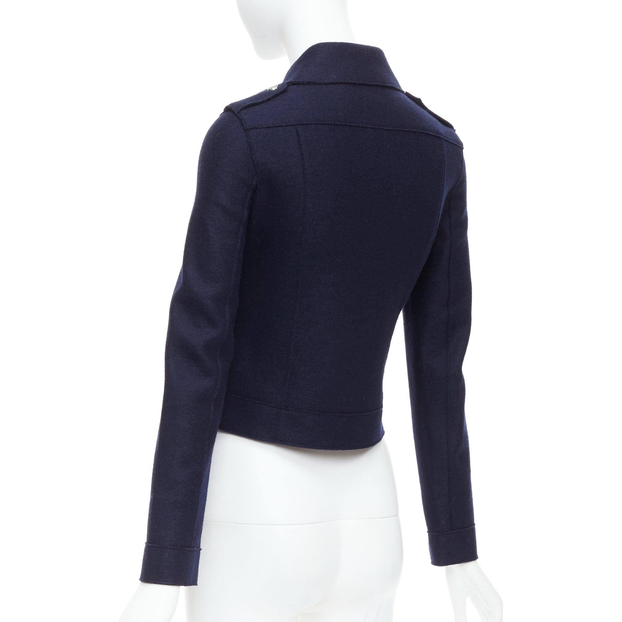 HARRIS WHARF LONDON marineblaue Bikerjacke aus Schurwolle in Kurzform IT38 XS im Angebot 2