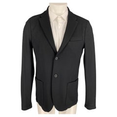 HARRIS WHARF LONDON Size 40 Black Wool Notch Lapel Sport Coat