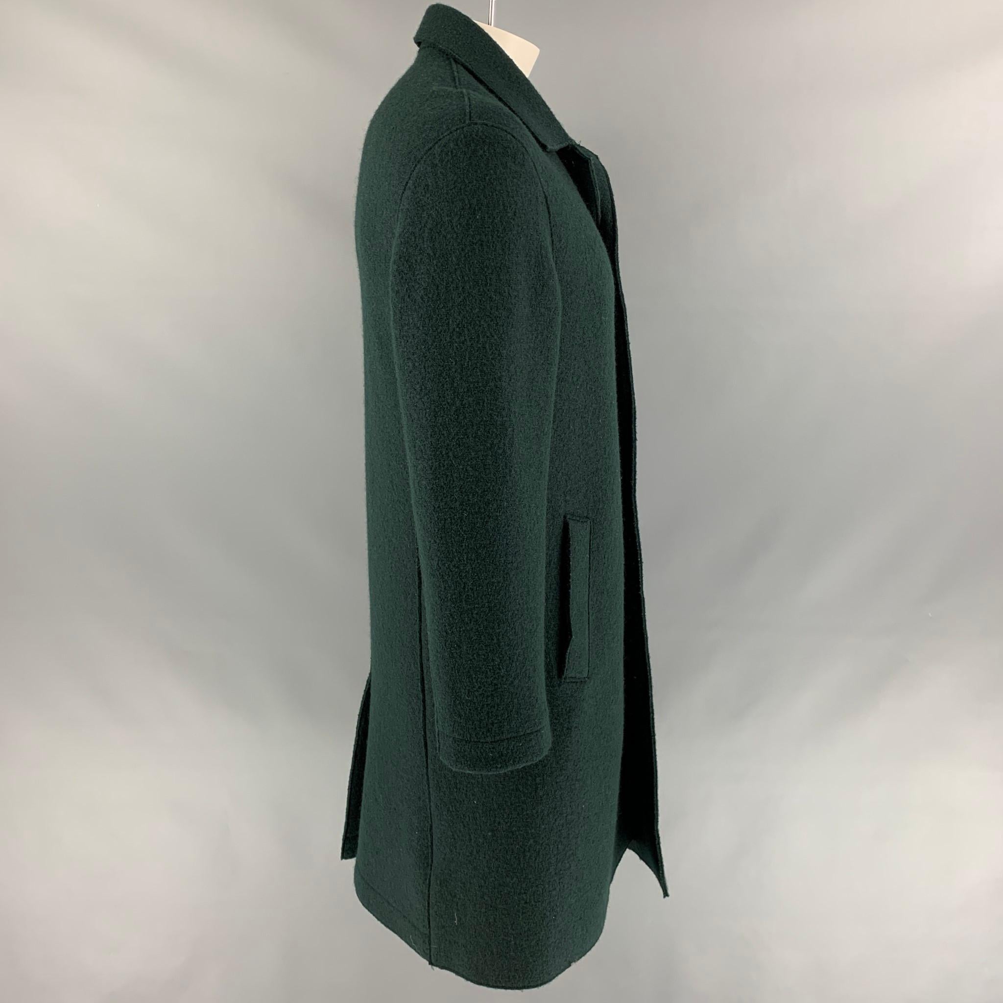 Black HARRIS WHARF LONDON Size 42 Forest Green Textured Wool Coat