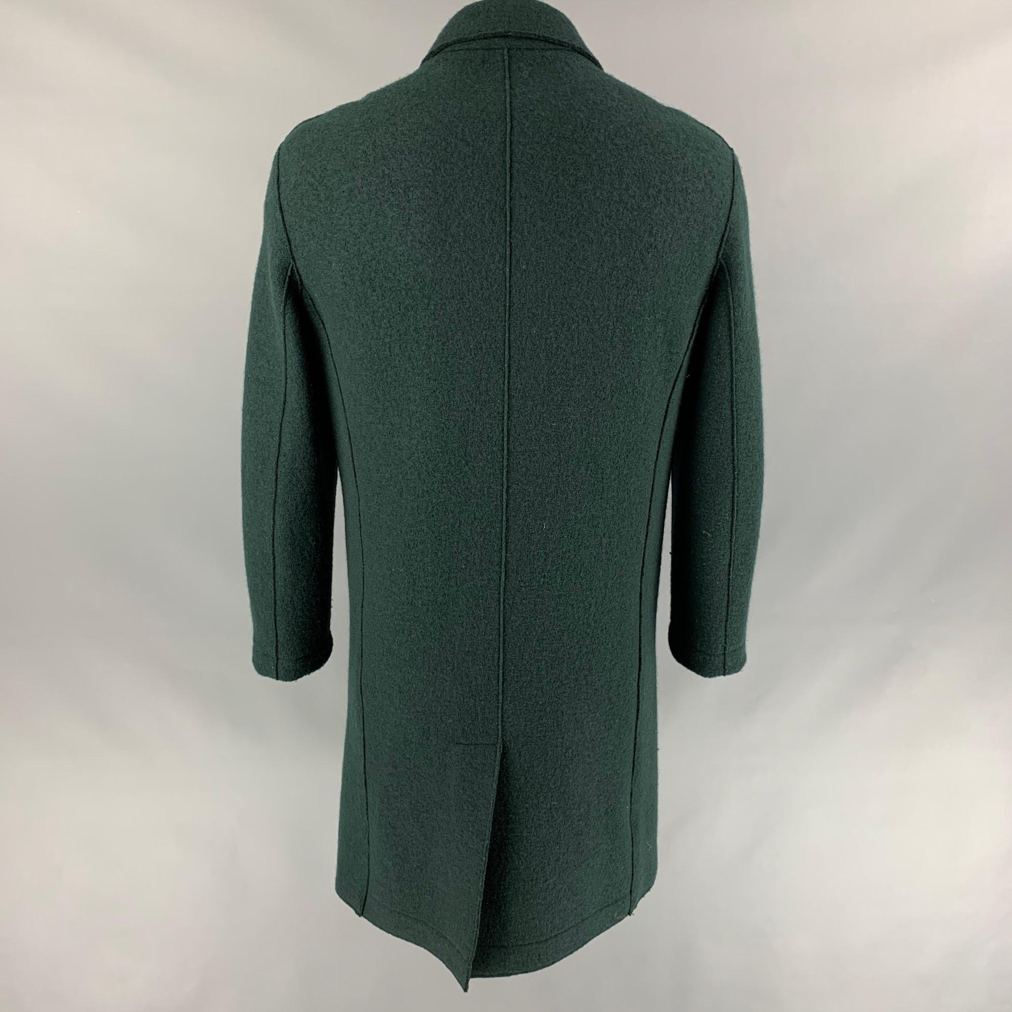 HARRIS WHARF LONDON Size 42 Forest Green Textured Wool Coat In Good Condition In San Francisco, CA