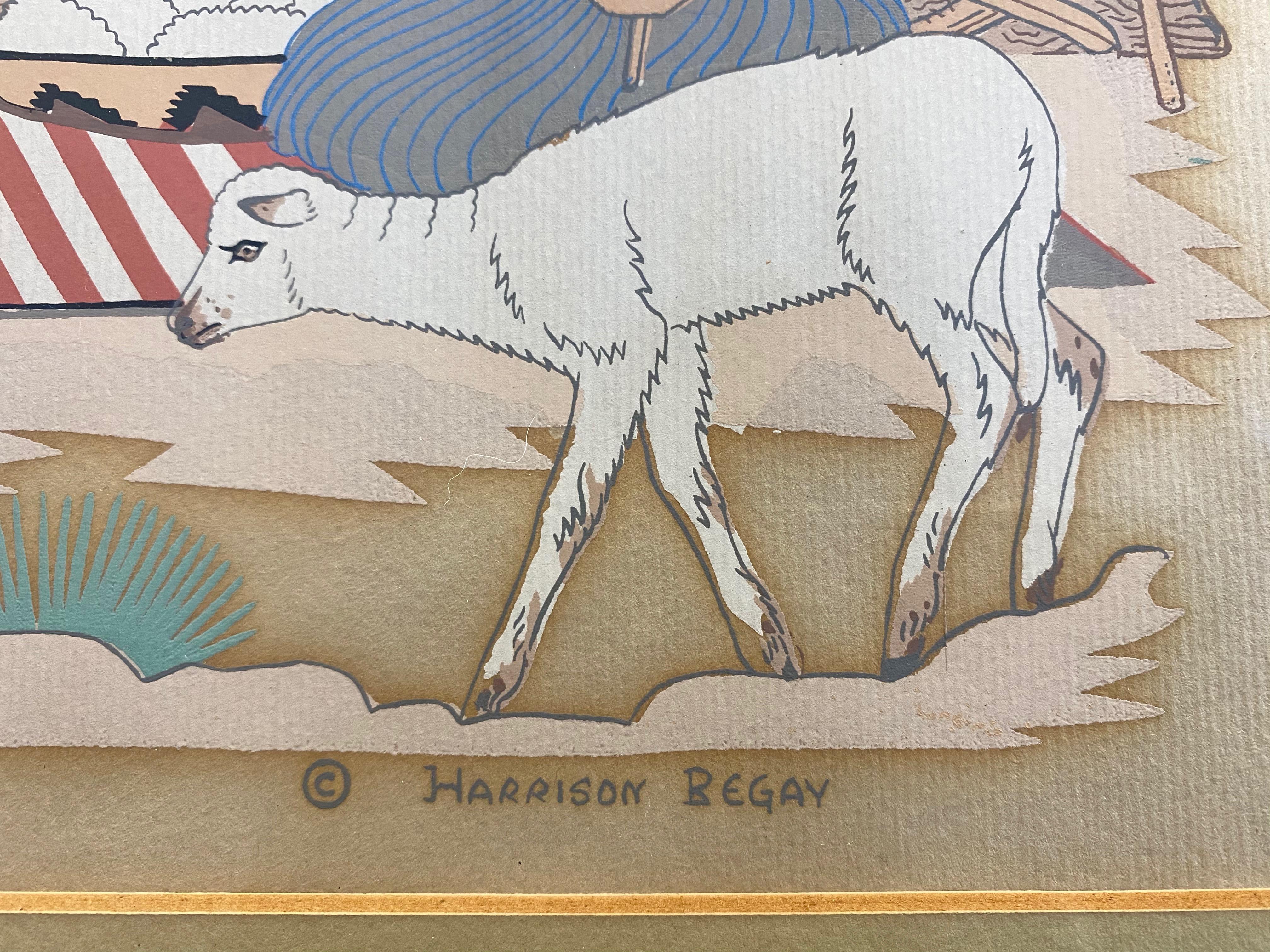 Harrison Begay (Haashké yah Níyá) “The Weavers”, Serigraph, Early 1950s 5