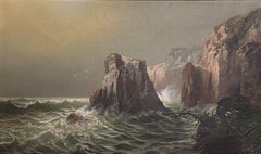 Antique "Grand Manan" Harrison Bird Brown, Maine Landscape, Hudson River School Seascape