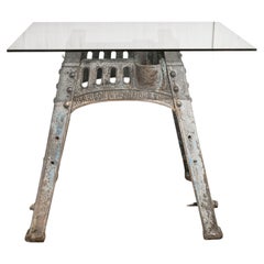 Vintage Harrison Cast Iron Console Table with Glazed Top
