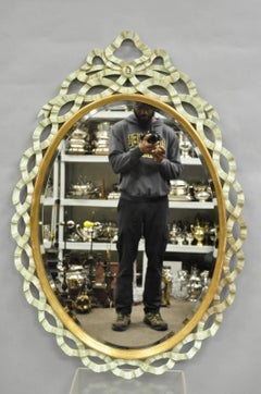 Harrison Gil Blau Italienisch Hollywood Regency geschnitzt Holz Band Wandspiegel Paar