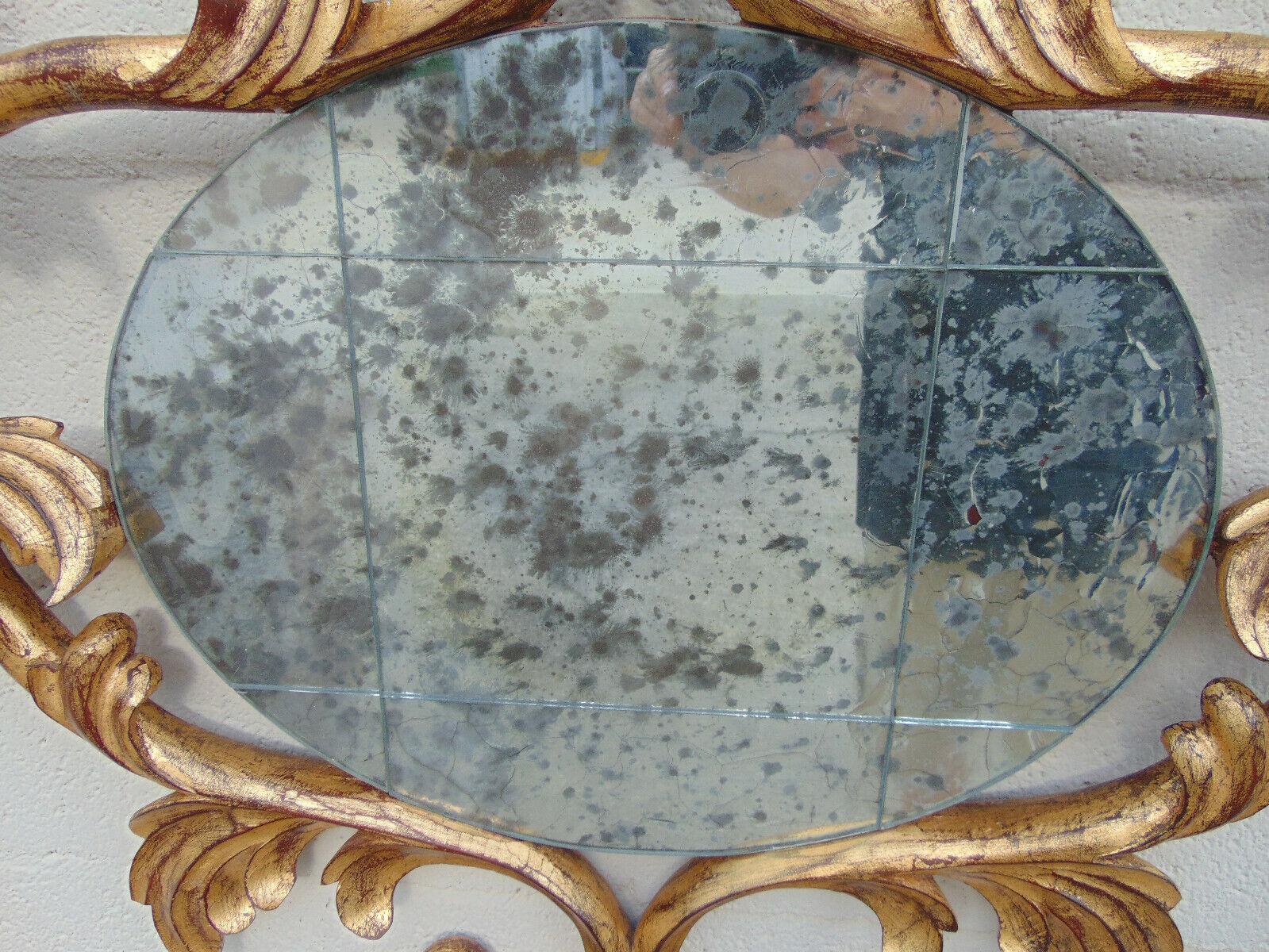 Harrison & Gil Carved Giltwood Rococo Mirror with Antiqued Distressed Glass For Sale 6