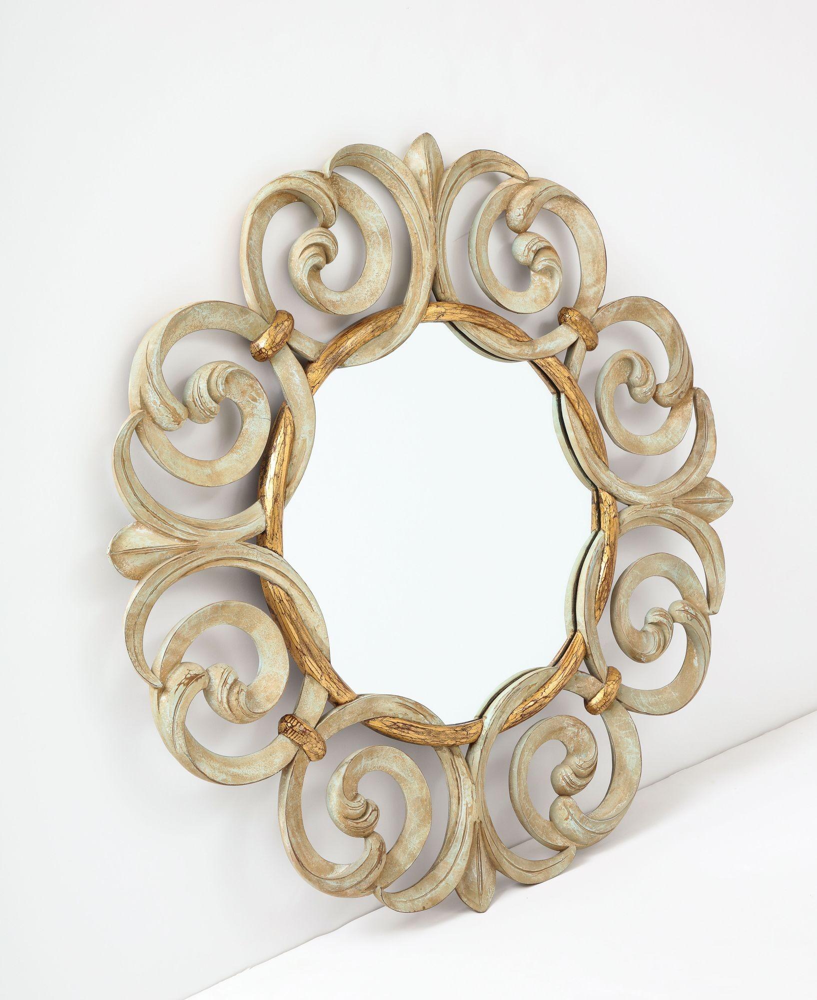 Harrison Gil Intricately Carved Wood Mirror In Good Condition In New York, NY