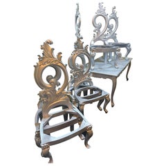 Harrison & Gil Silver Leaf Carved Dining Table and Six Chairs for Reupholstery
