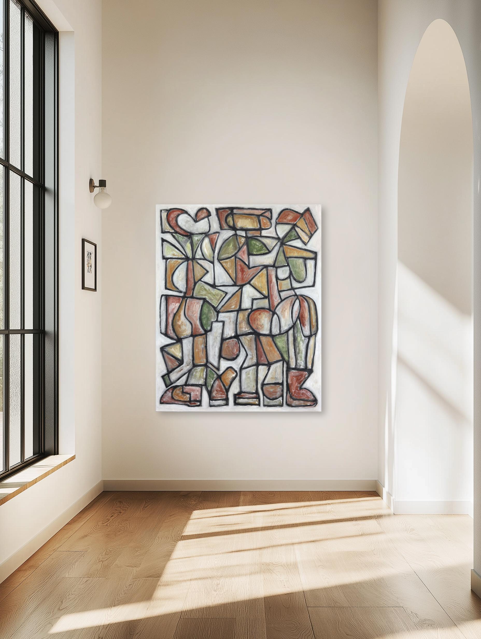Anima - Grande peinture géométrique abstraite contemporaine - Abstrait Art par Harrison Gilman