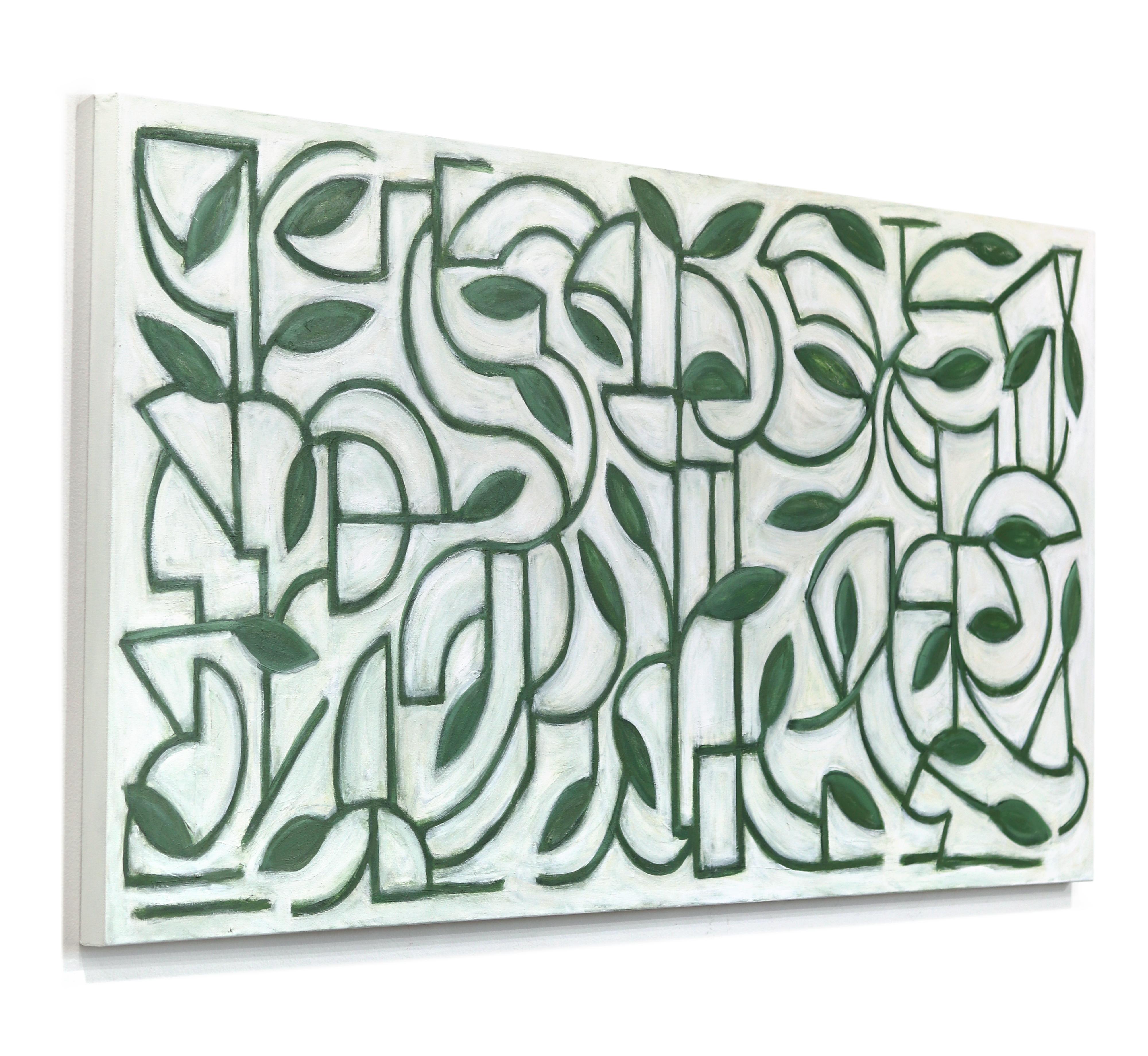 Applehead Arboretum - Large Contemporary Abstract Geometric Botanical Painting For Sale 1