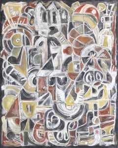 Déclencheur cosmique - Grande peinture contemporaine de formes organiques