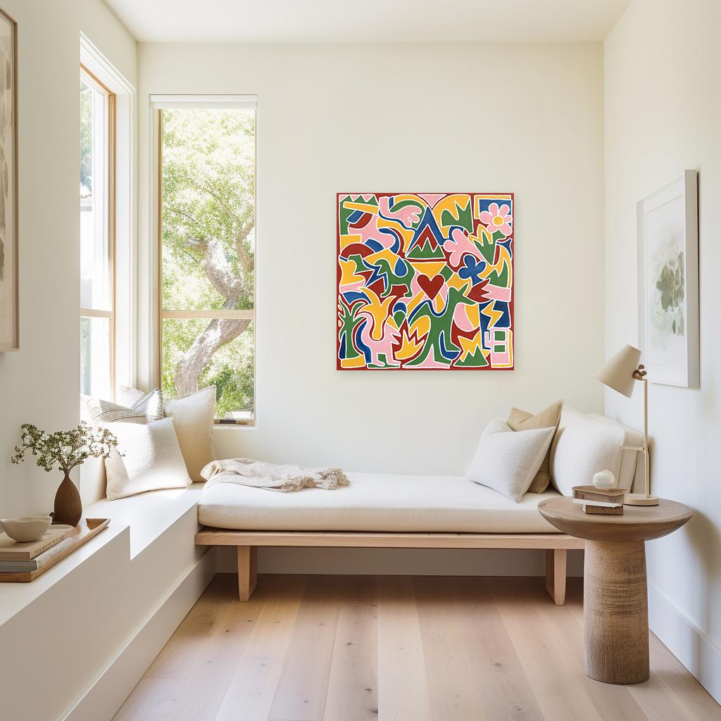Deus Ex Machina - Colorful Contemporary Painting with Abstract Geometric Forms - Orange Abstract Painting by Harrison Gilman