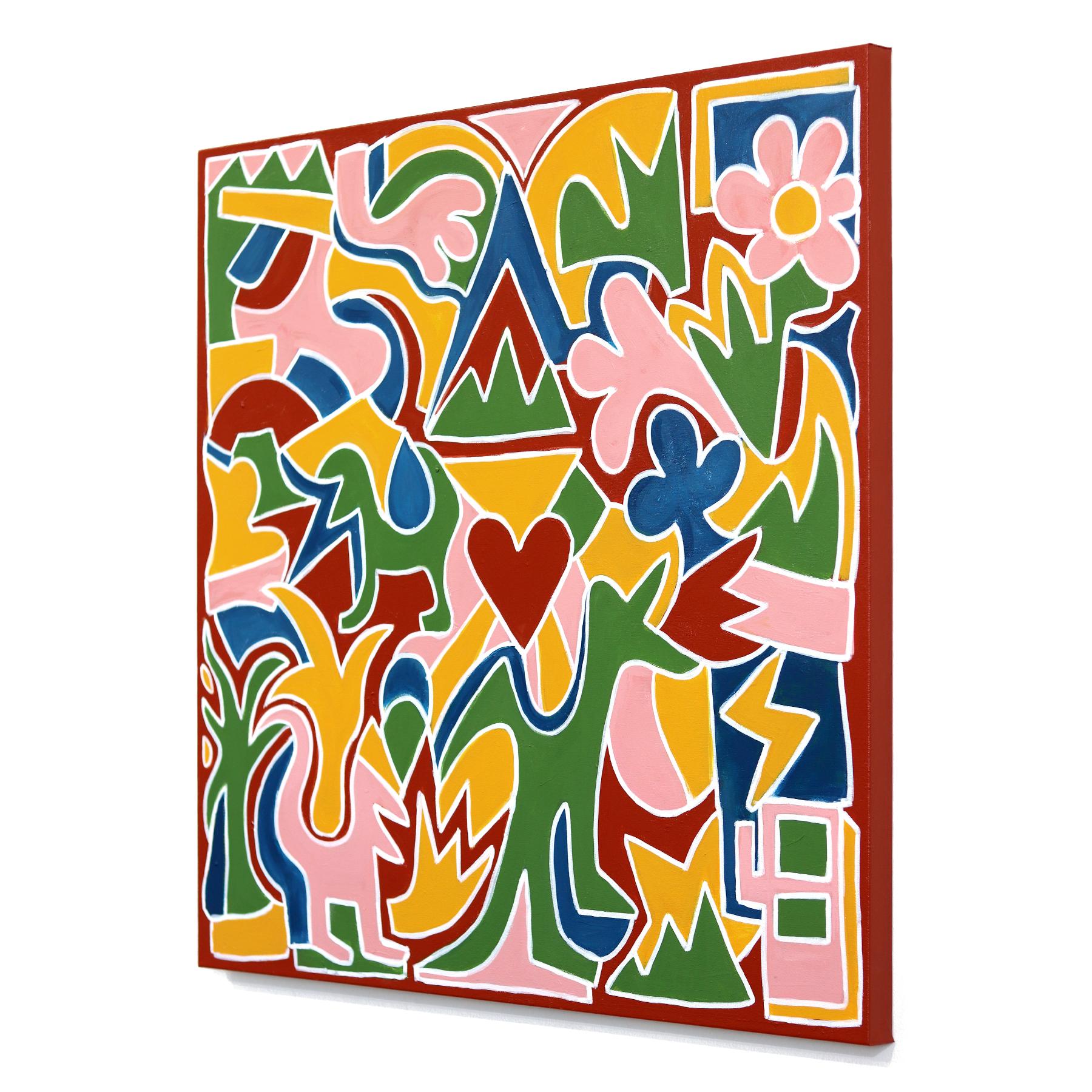 Deus Ex Machina - Colorful Contemporary Painting with Abstract Geometric Forms For Sale 1