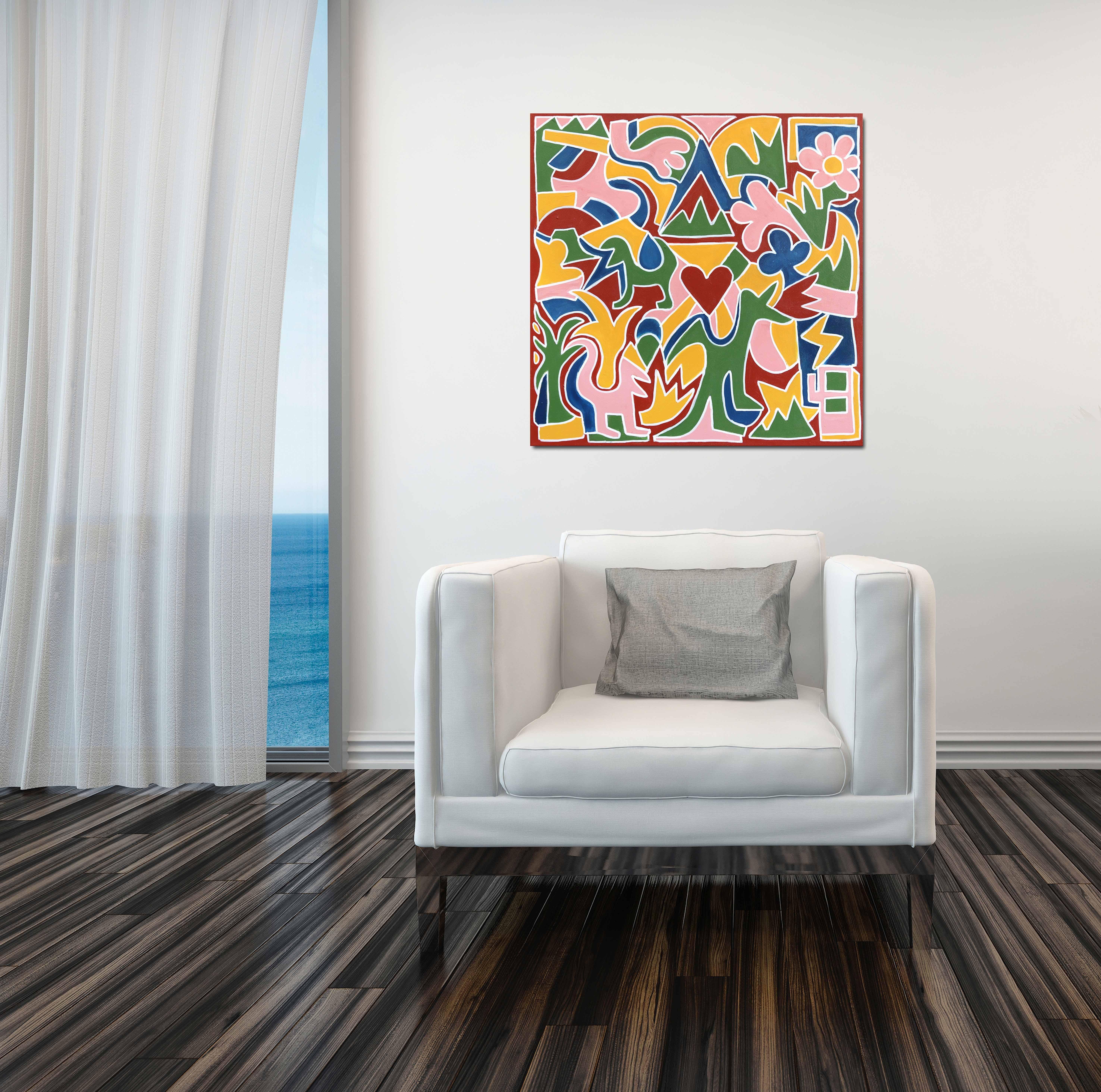 Deus Ex Machina - Colorful Contemporary Painting with Abstract Geometric Forms For Sale 3