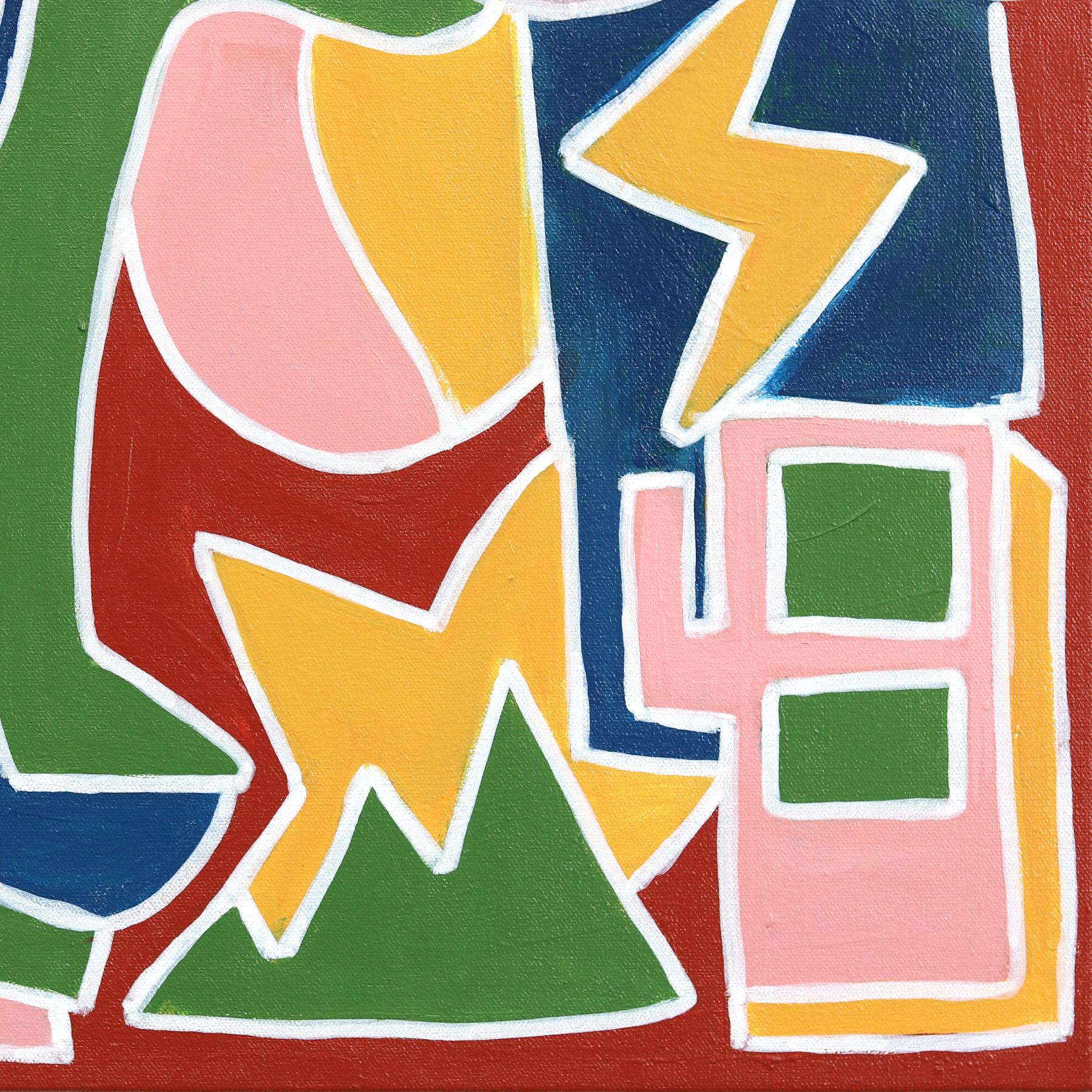 Deus Ex Machina - Colorful Contemporary Painting with Abstract Geometric Forms For Sale 5
