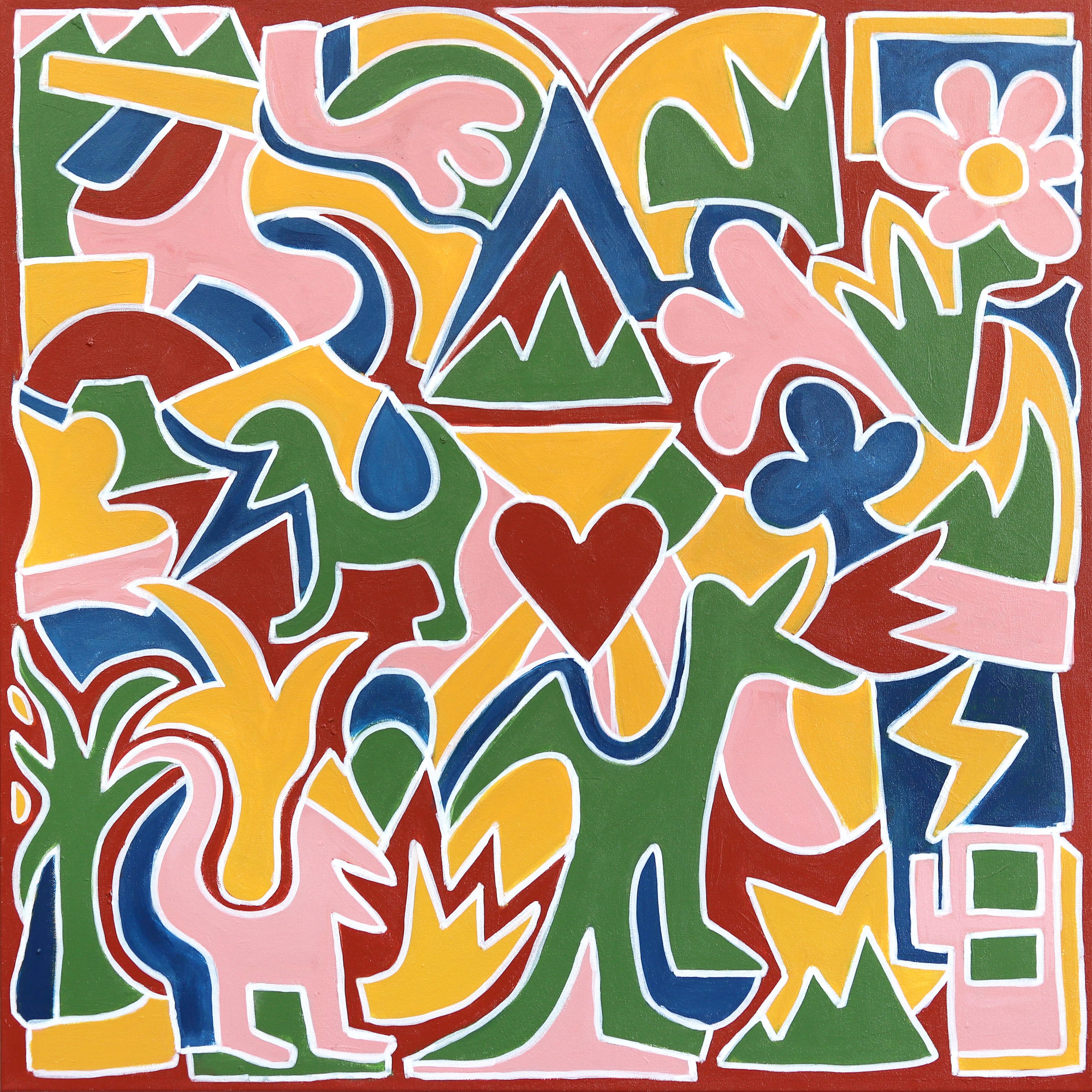 Deus Ex Machina - Pintura contemporánea colorista con formas geométricas abstractas