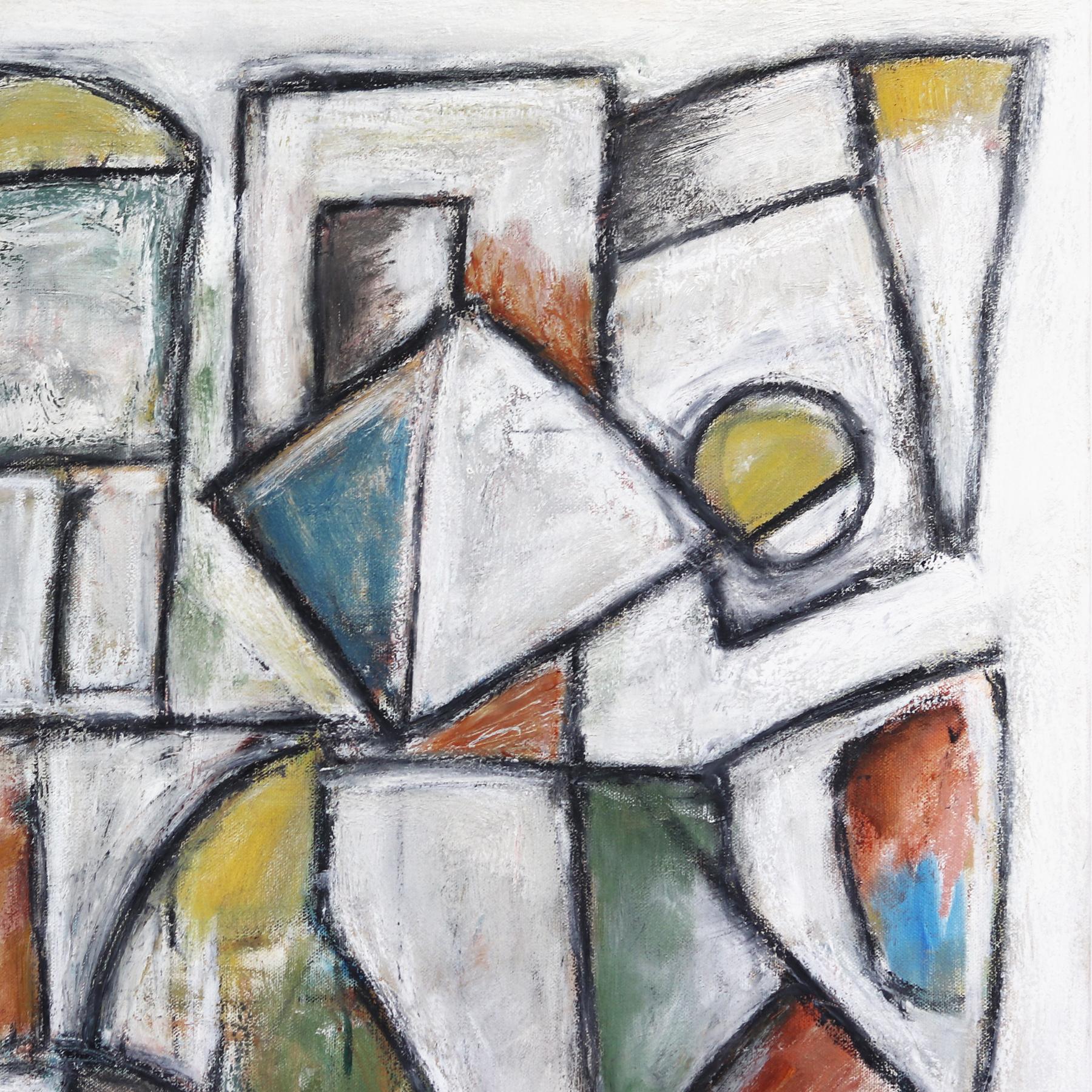 Ti rendi conto? - Grande quadro cubista contemporaneo dai toni tenui 4