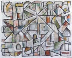 Ti rendi conto? - Grande quadro cubista contemporaneo dai toni tenui