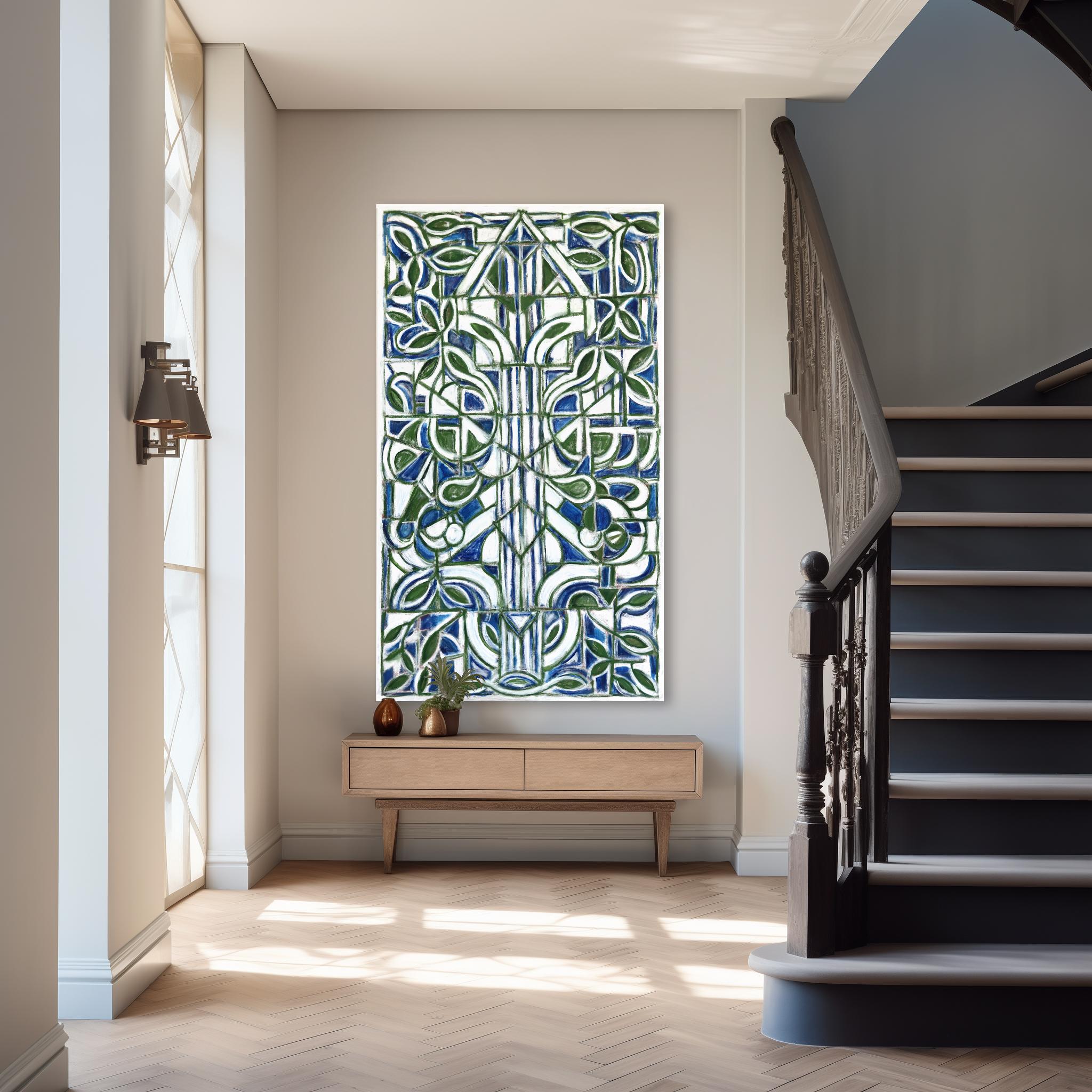 Harrison Gilman's large original artworks begin with a layer of fast-paced gestural abstraction followed by organic shapes and geometric structures. Some of his paintings remain in the purely dreamlike abstract stage, while others develop into