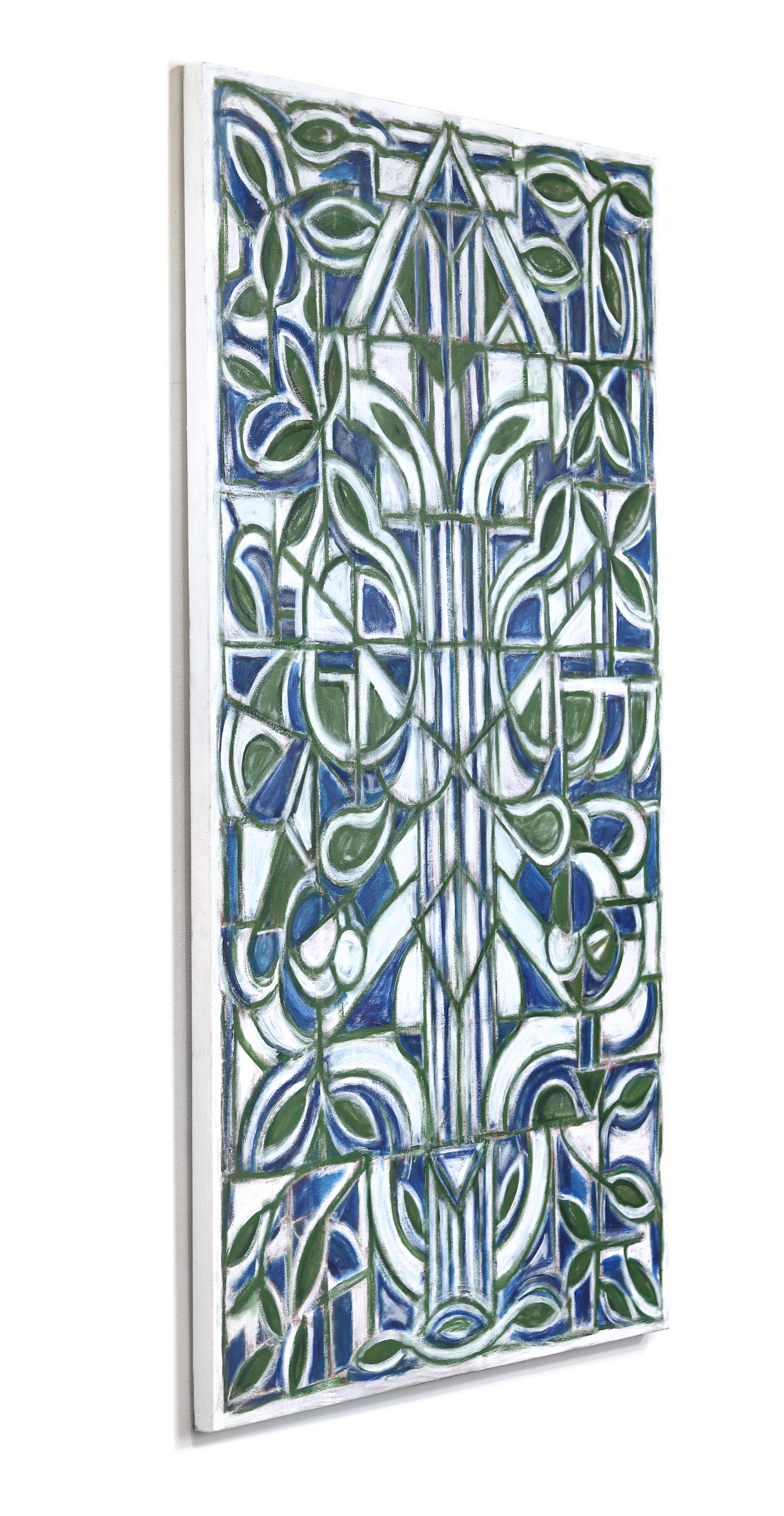 Green Cathedral II (Nature's God) - Large Modern Abstract Geometric Painting For Sale 2